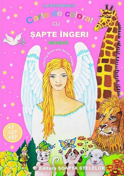 Carte de colorat cu 7 îngeri bilingvă – română-engleză (format A4)
