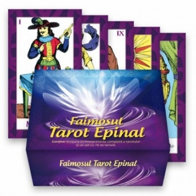 Faimosul Tarot Epinal Conține: broșura cu interpretarea completă a tarotului și un set cu 78 de lamele